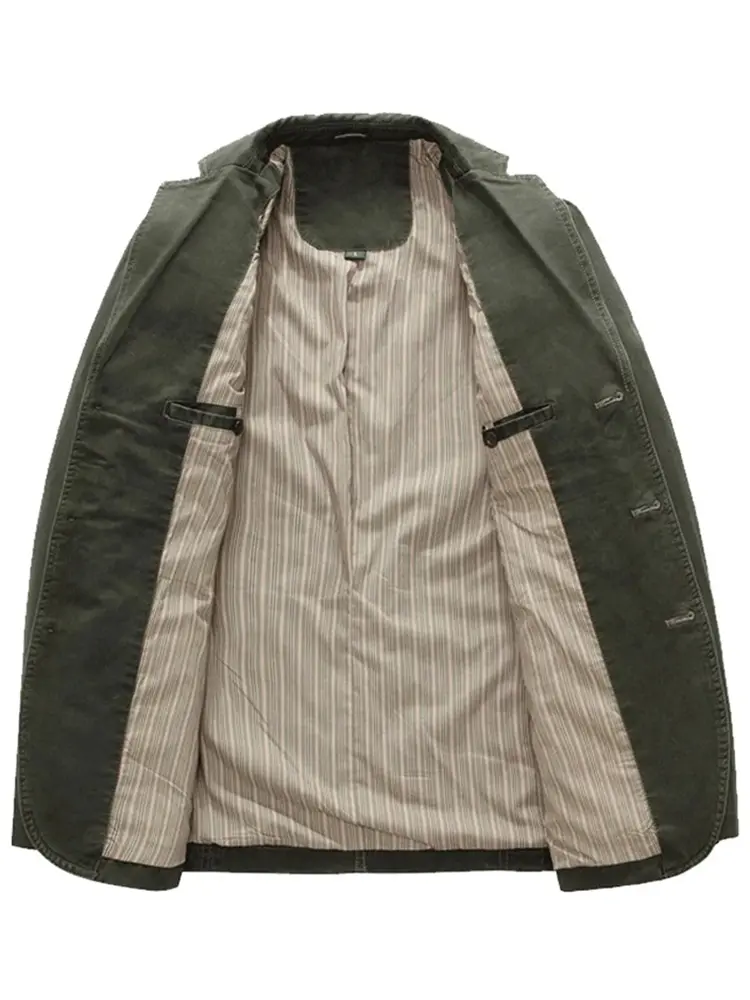 Spring And Autumn Men's Business Casual Suit Jacket Pure Color Simple Military Multi-Pocket 100% Cotton Jacket Fashion Casual