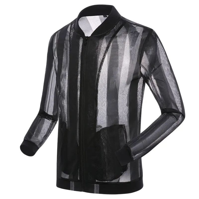 Summer Mesh Sunwear Men's Skin Clothing Ultra-Thin Breathable Sunscreen Clothing Outdoor Fishing Clothing Hollowed Out Tops