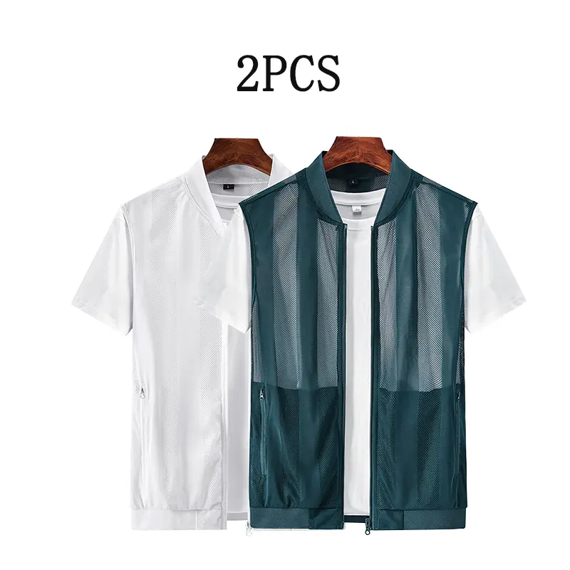 Urban Stylish Man 2 - Piece Set of Men's Mesh - Spliced Casual Vests Trendy Design Showing Urban Fashion Taste Trendy