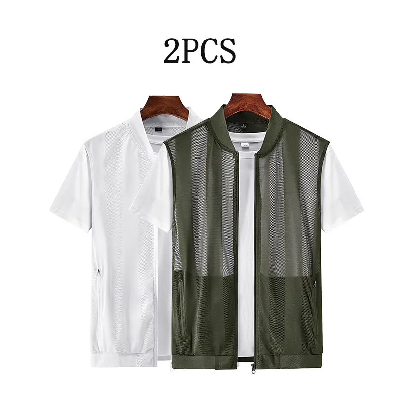 Urban Stylish Man 2 - Piece Set of Men's Mesh - Spliced Casual Vests Trendy Design Showing Urban Fashion Taste Trendy