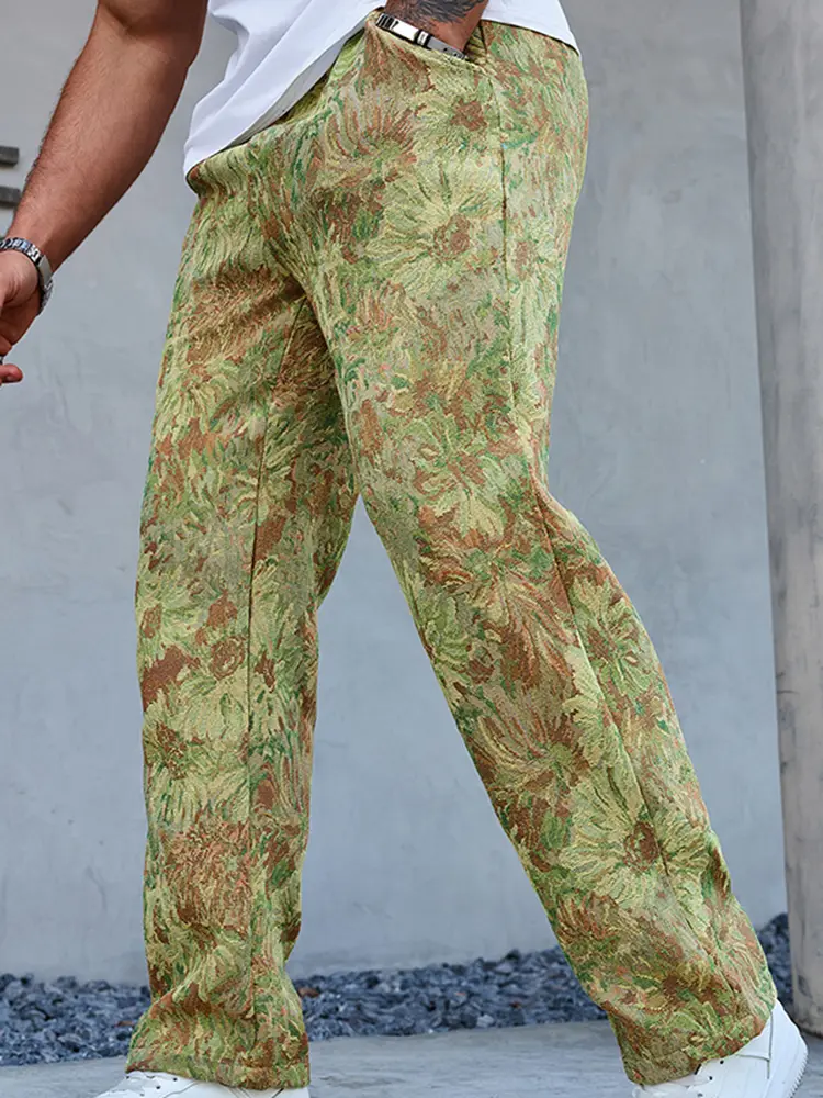 2025 Spring And Summer New Men's Wide-Legged Printed Pants Fashion Retro Street Shooting Pants High Quality Men's Clothing