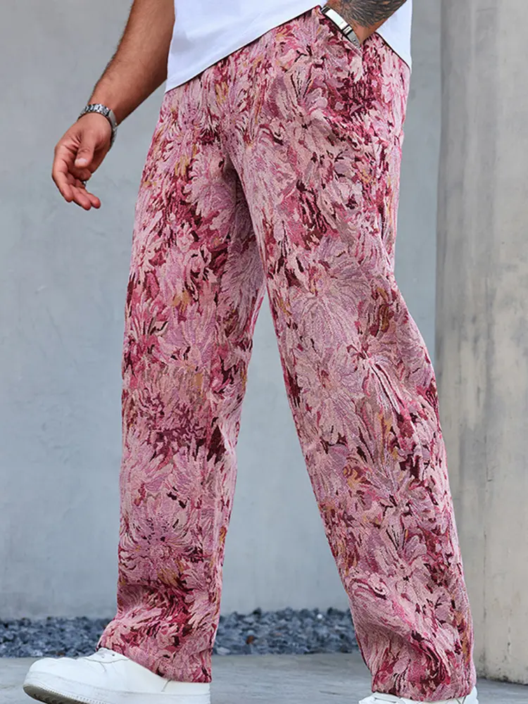 2025 Spring And Summer New Men's Wide-Legged Printed Pants Fashion Retro Street Shooting Pants High Quality Men's Clothing