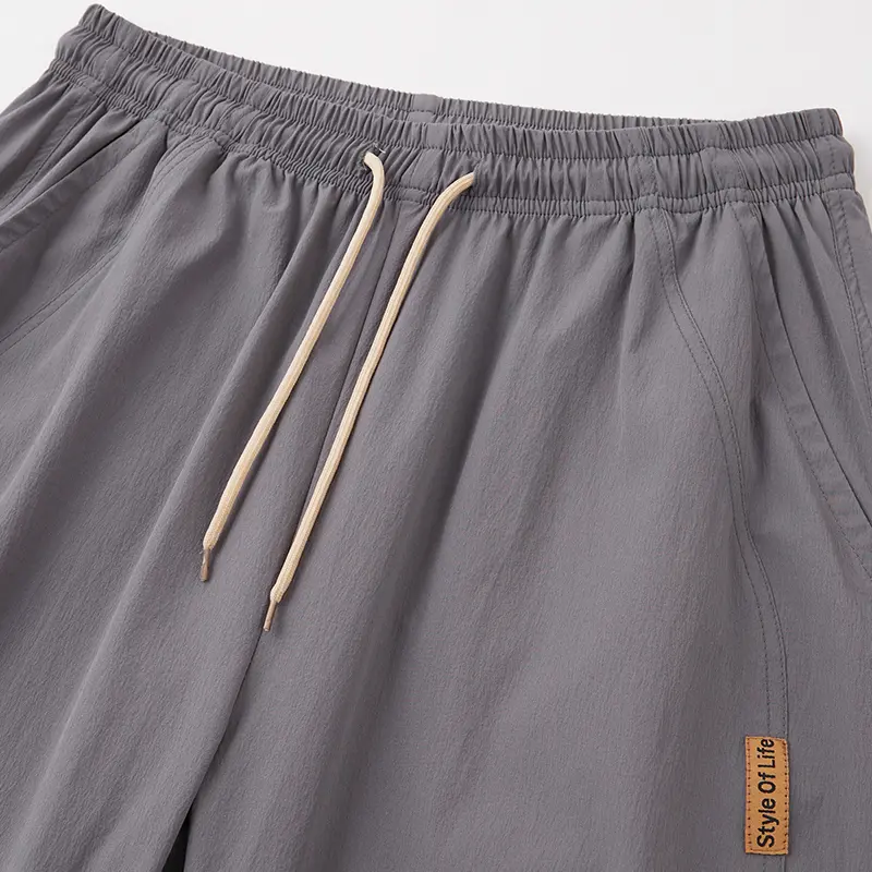 Men's new summer thin ice silk pants casual fashion solid color versatile suitable for outdoor sports running and traveling