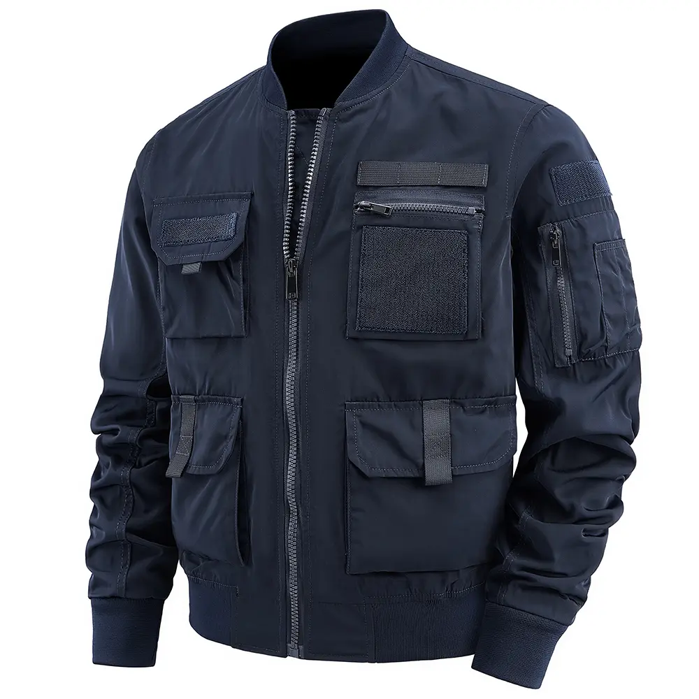 Spring And Autumn New Men's Jacket Solid Color Multi-Pocket Zipper Jacket Fashion Simple Casual Versatile Mening's Clothing