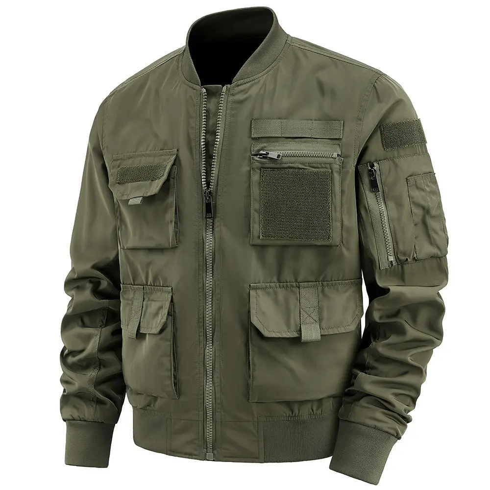Spring And Autumn New Men's Jacket Solid Color Multi-Pocket Zipper Jacket Fashion Simple Casual Versatile Mening's Clothing