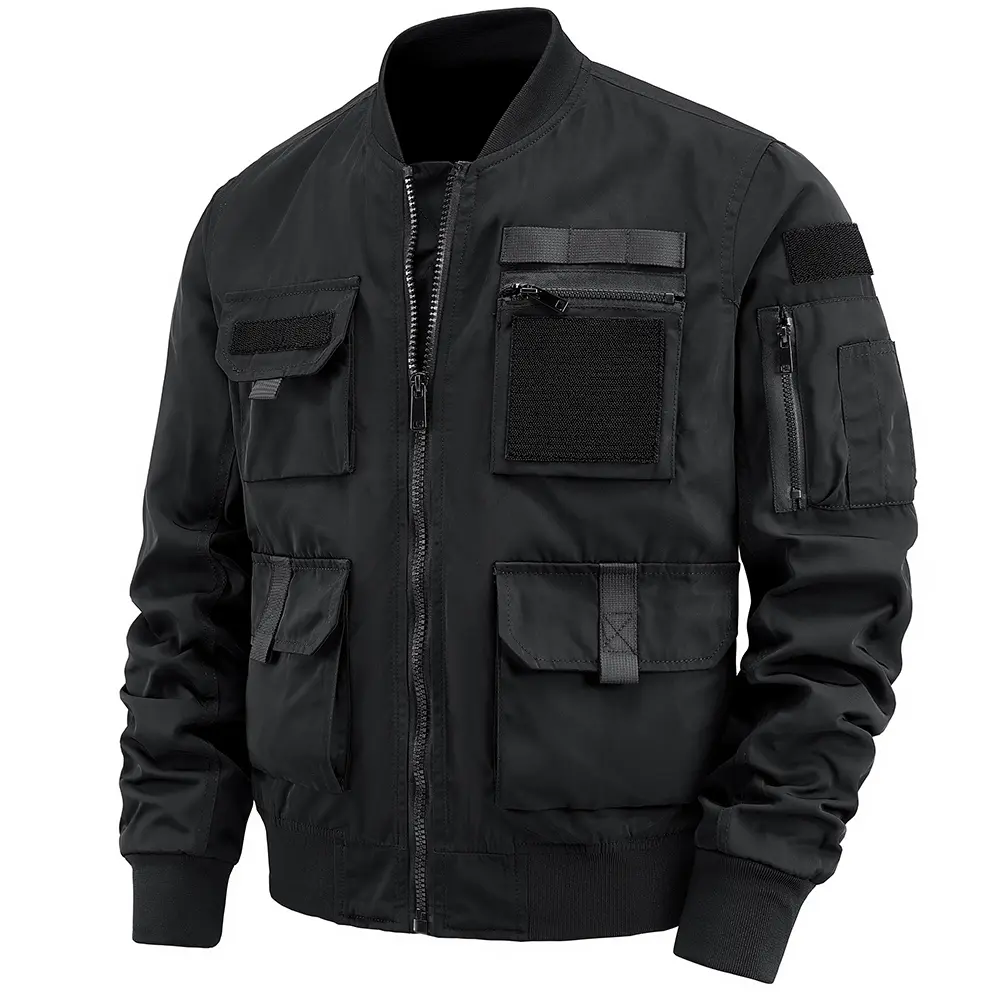 Spring And Autumn New Men's Jacket Solid Color Multi-Pocket Zipper Jacket Fashion Simple Casual Versatile Mening's Clothing