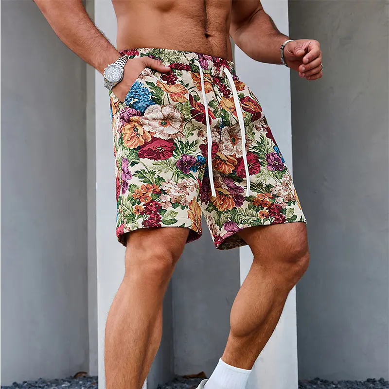 TRAF Explore the Ultimate Summer Fashion with Our Stylish Men's Floral Print Shorts-Perfect for Beach Parties and Casual Outings