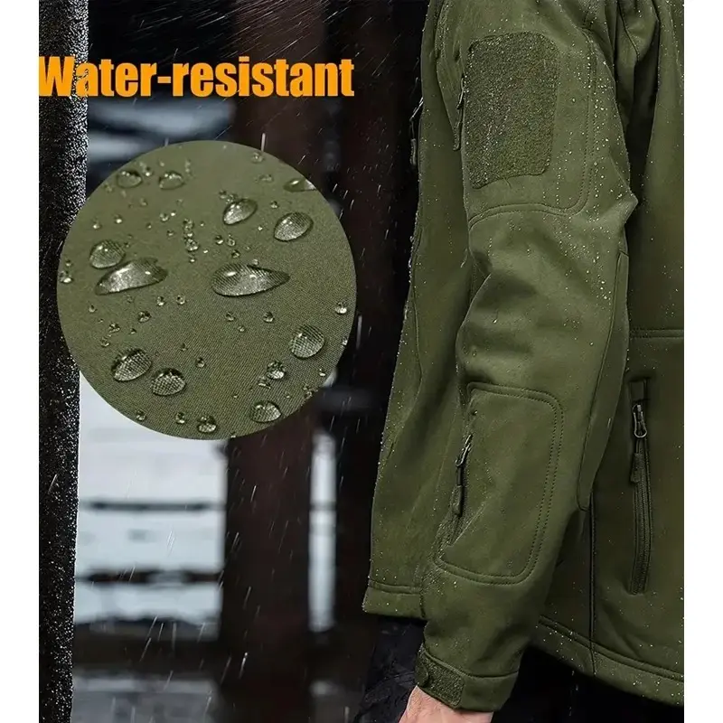Men's Hooded Casual Military Outdoor Utility Jacket Fashion Sharkskin Soft-Shell Tactical Waterproof Combat Bomber Jacket