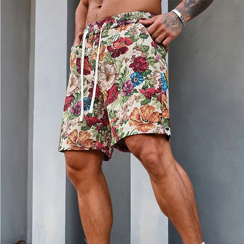 TRAF Explore the Ultimate Summer Fashion with Our Stylish Men's Floral Print Shorts-Perfect for Beach Parties and Casual Outings