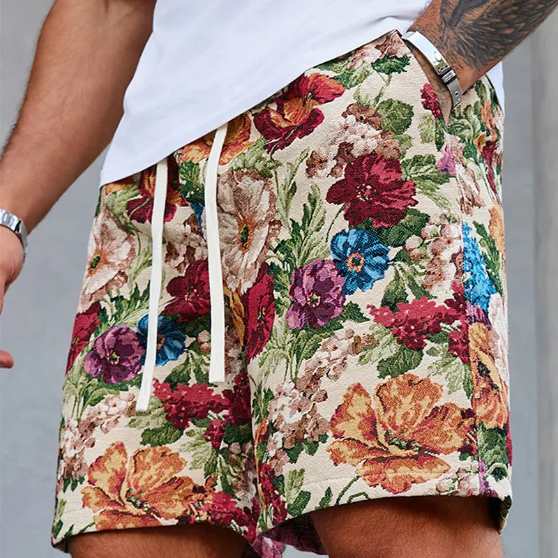 TRAF Explore the Ultimate Summer Fashion with Our Stylish Men's Floral Print Shorts-Perfect for Beach Parties and Casual Outings