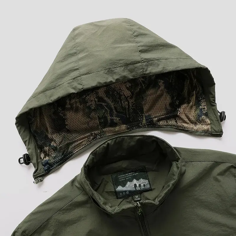 Spring And Autumn New Men's Windproof Waterproof Hooded Jacket Uv Thin Windbreaker Outdoor Camping Mountaineering Hiking Men's