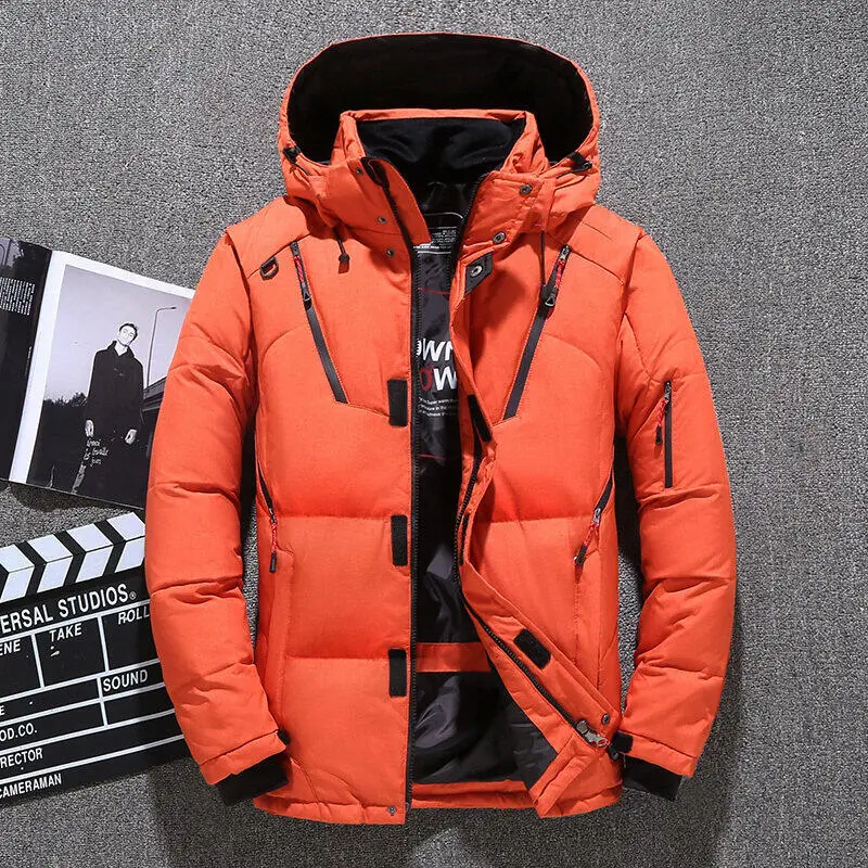 Autumn And Winter New Men's Jacket Fashion Long-Sleeved Warmth Thickened Hooded Coat Solid Color High-Quality Zipper Coat