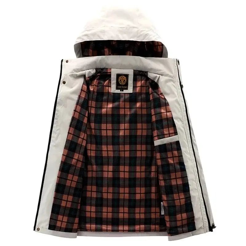 Spring And Autumn New Men's Windbreaker Outdoor Soft Shell Windproof Waterproof Jacket Long-Sleeved Hooded Solid Color Jacket