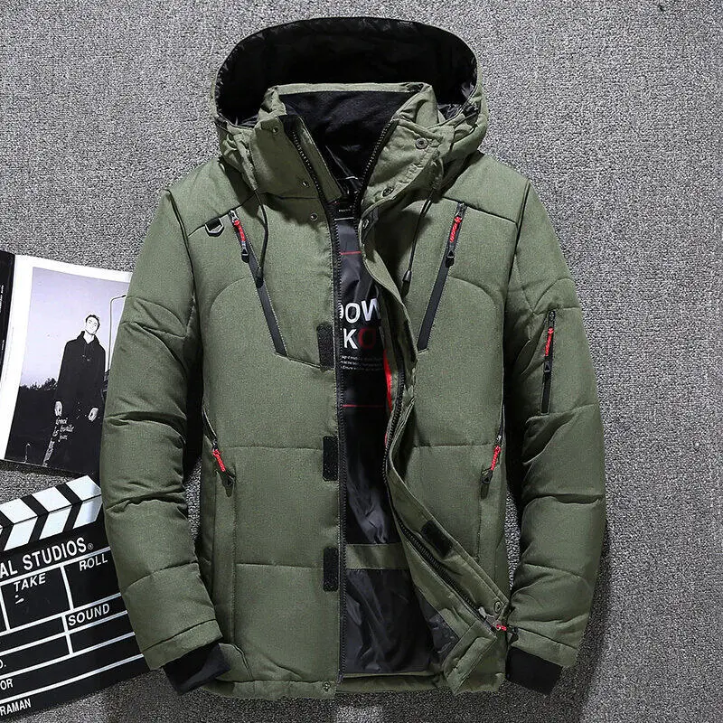 Autumn And Winter New Men's Jacket Fashion Long-Sleeved Warmth Thickened Hooded Coat Solid Color High-Quality Zipper Coat