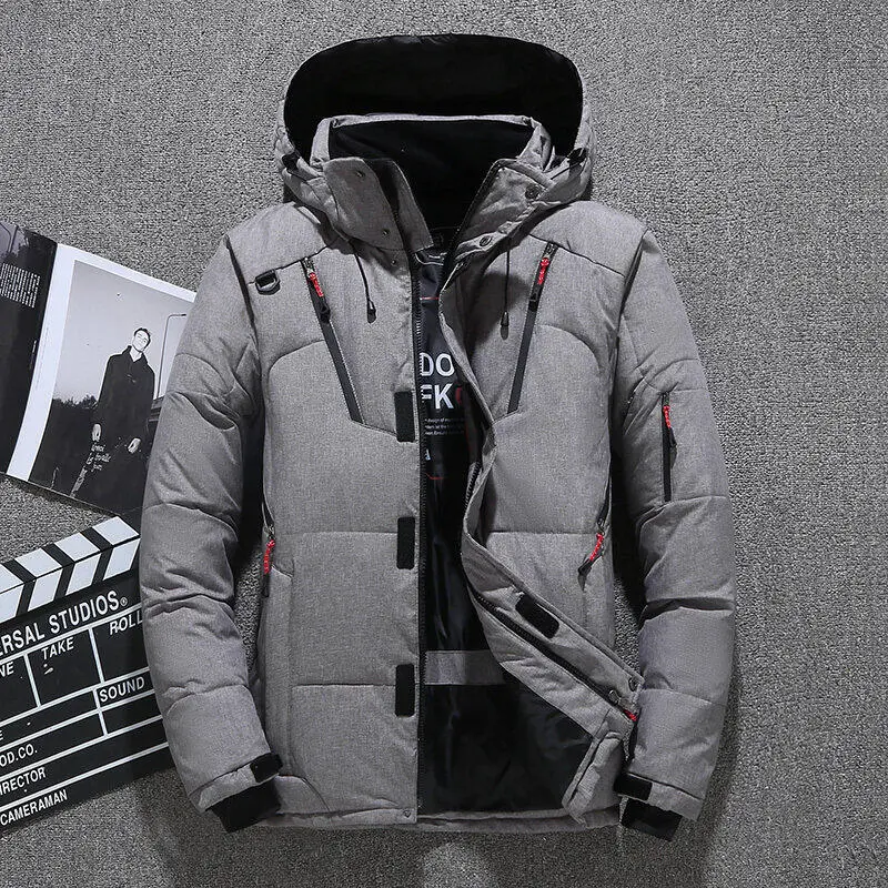 Autumn And Winter New Men's Jacket Fashion Long-Sleeved Warmth Thickened Hooded Coat Solid Color High-Quality Zipper Coat