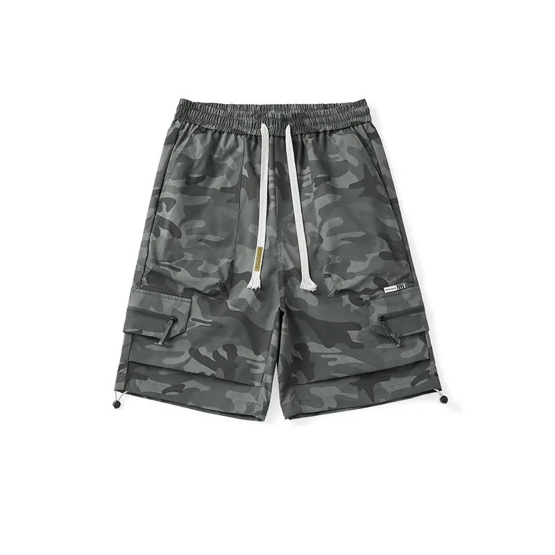 TRAF Summer New Men's Fashion Casual Shorts Camouflage Large Pockets Drawstring Five Pants Loose Trend Plus Size Men's Clothing