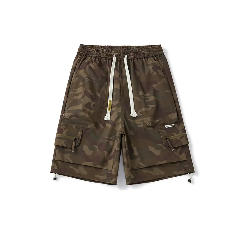 TRAF Summer New Men's Fashion Casual Shorts Camouflage Large Pockets Drawstring Five Pants Loose Trend Plus Size Men's Clothing
