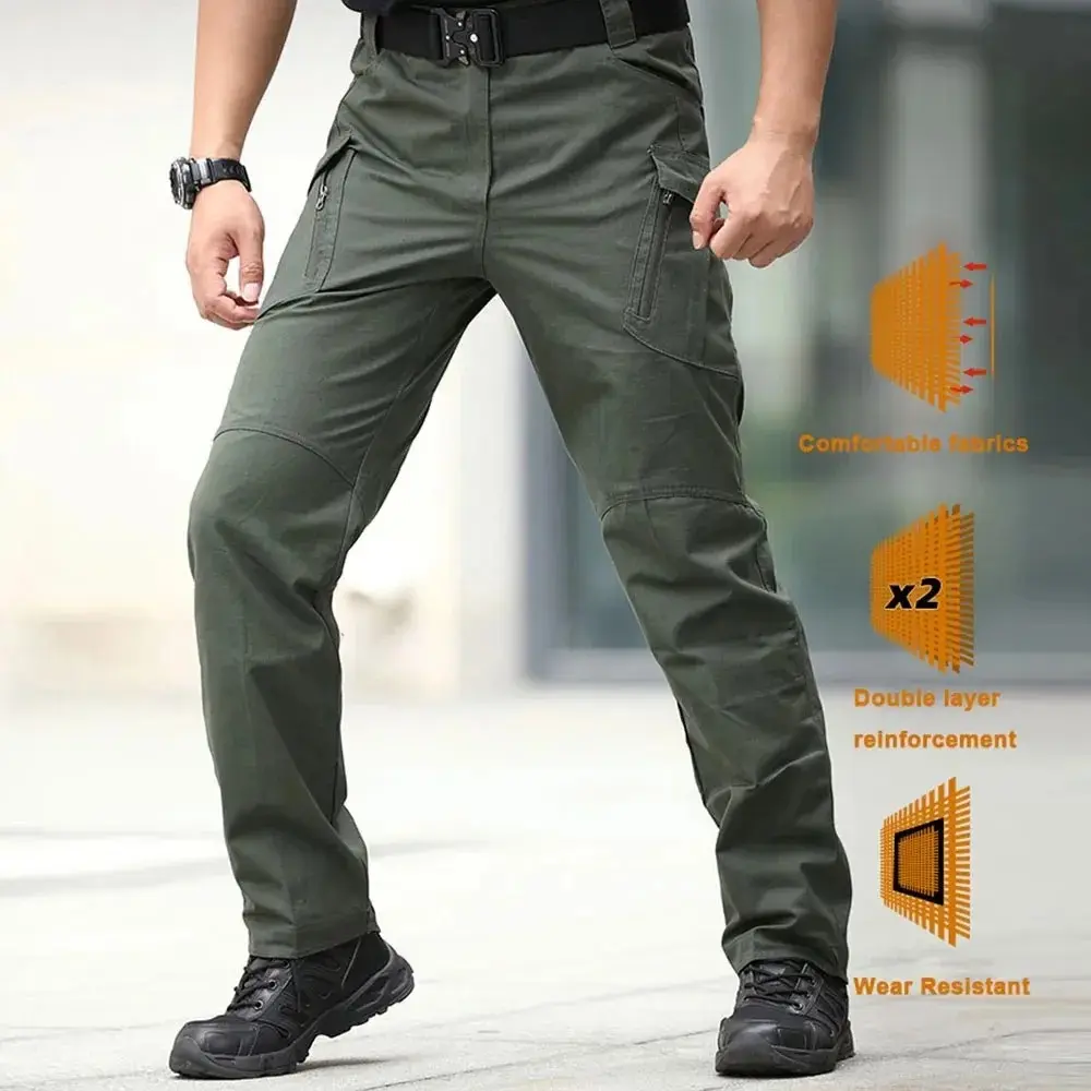 Men's Golden City Tactical Outdoor Hiking Camouflage Military Multi-Pocket Overalls Outdoor Jogging Army Tracksuit Pants