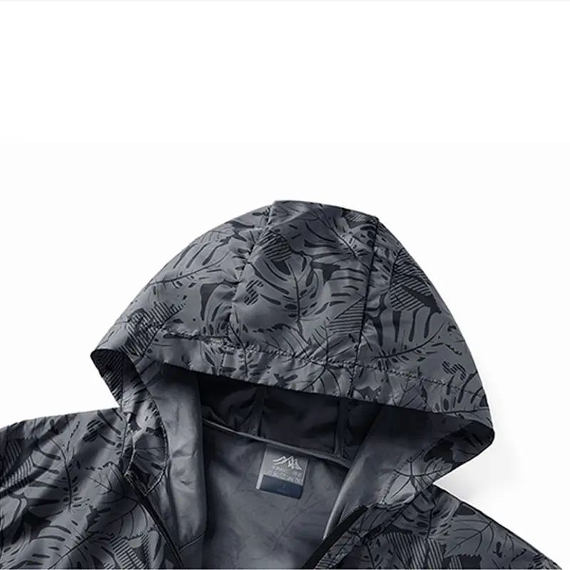 Men's Stylish Hooded Windbreaker Leaf - Print Design Full - Zip Closure Ideal for Outdoor Activities and Casual Wear