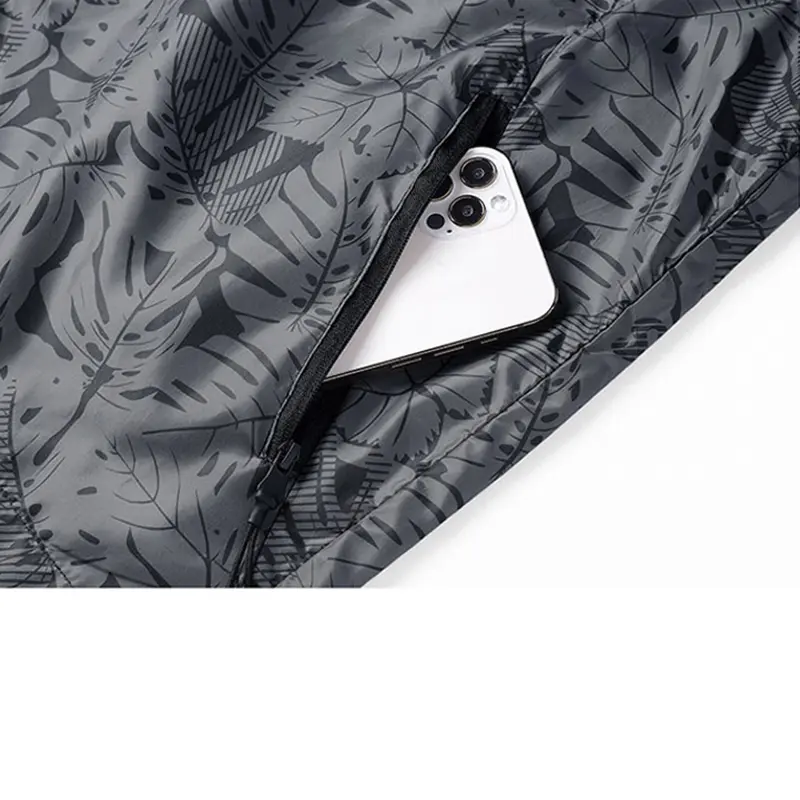 Men's Stylish Hooded Windbreaker Leaf - Print Design Full - Zip Closure Ideal for Outdoor Activities and Casual Wear
