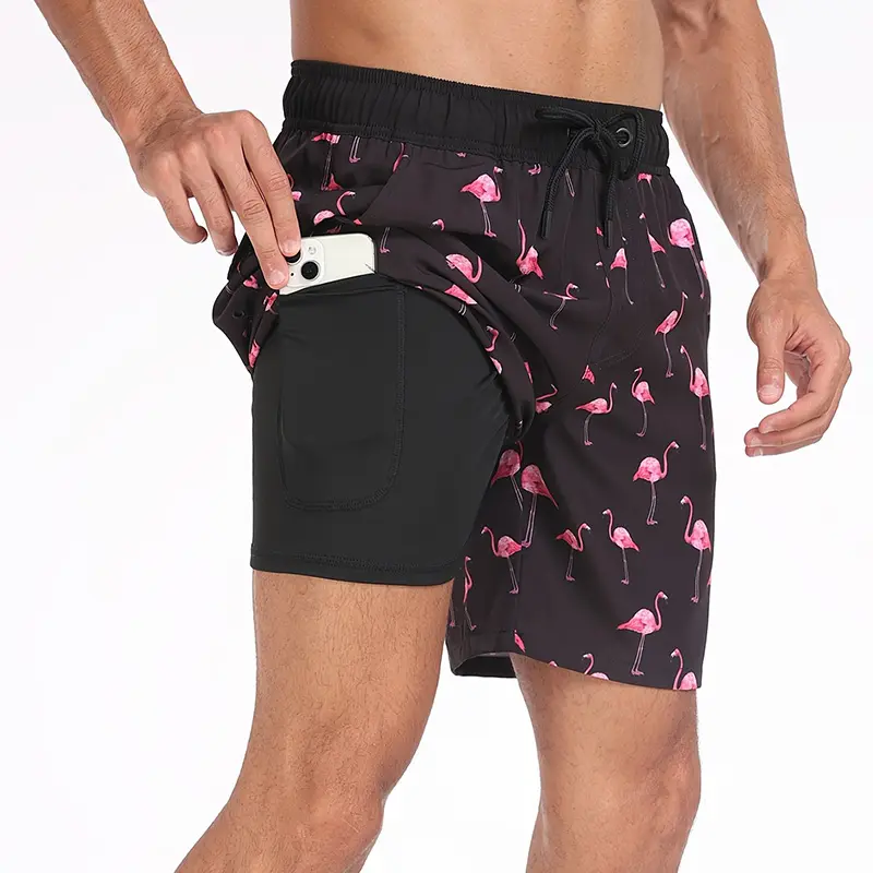 Summer New Three-Piece Set Of Fashion Casual Loose Elastic Drawstring Beach Pants Soft And Comfortable Home Men's Clothing