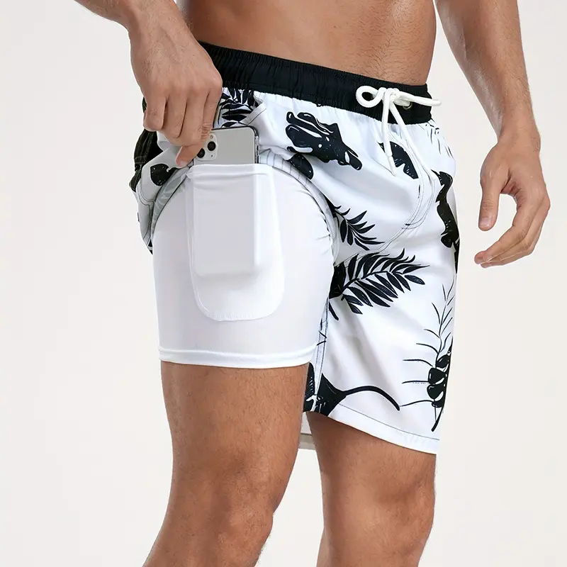 Summer New Three-Piece Set Of Fashion Casual Loose Elastic Drawstring Beach Pants Soft And Comfortable Home Men's Clothing