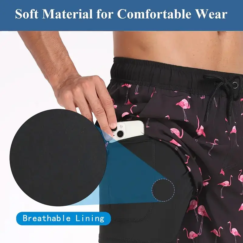 Summer New Three-Piece Set Of Fashion Casual Loose Elastic Drawstring Beach Pants Soft And Comfortable Home Men's Clothing