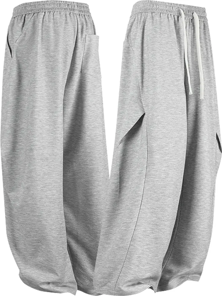 2 Piece Men's Casual Tow Pants, Drawstring Black Gray, Suitable for All Seasons Outing Travel Sports and Holiday Party