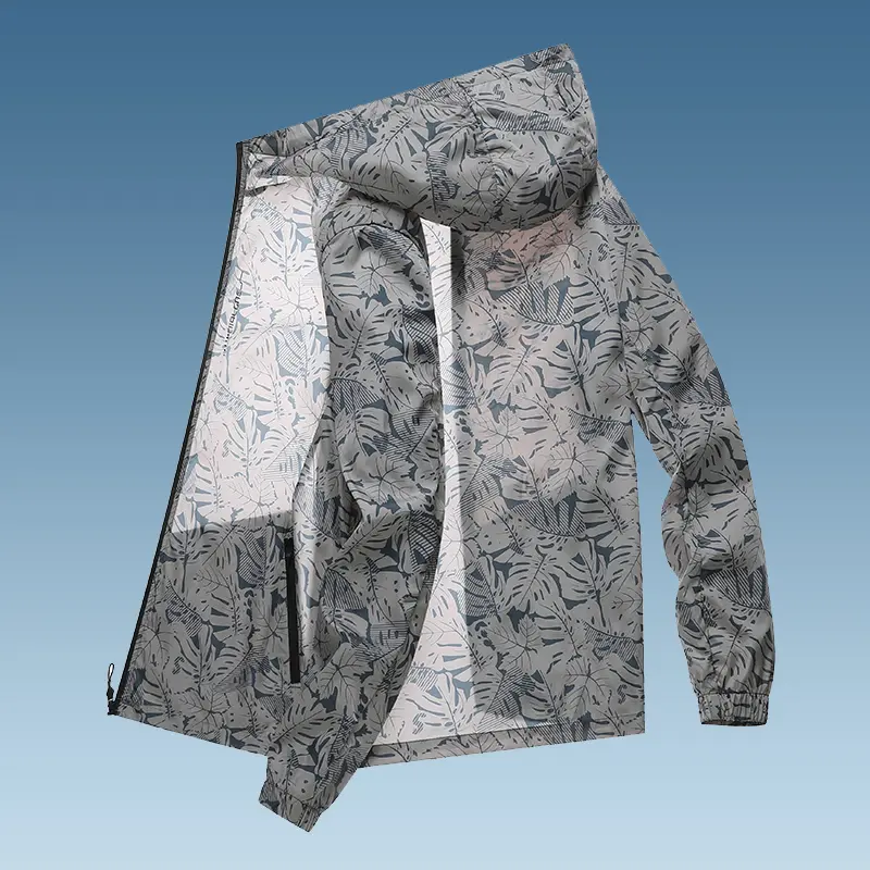 TRAF Summer New Men's Fashion Sunscreen Clothing Large Size Loose Outdoor Fishing Clothing Casual Lightweight Waterproof Jacket