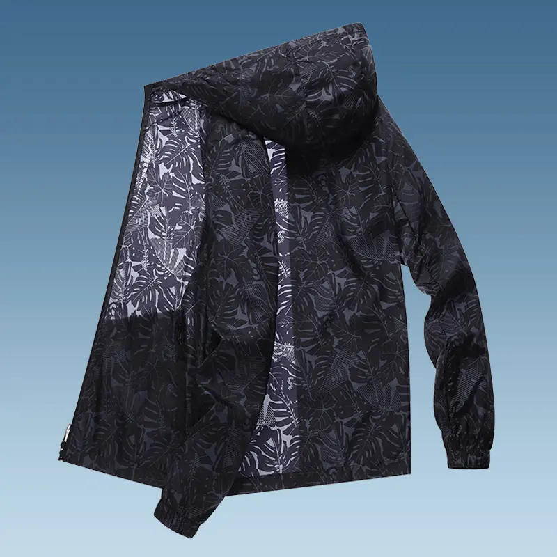 TRAF Summer New Men's Fashion Sunscreen Clothing Large Size Loose Outdoor Fishing Clothing Casual Lightweight Waterproof Jacket