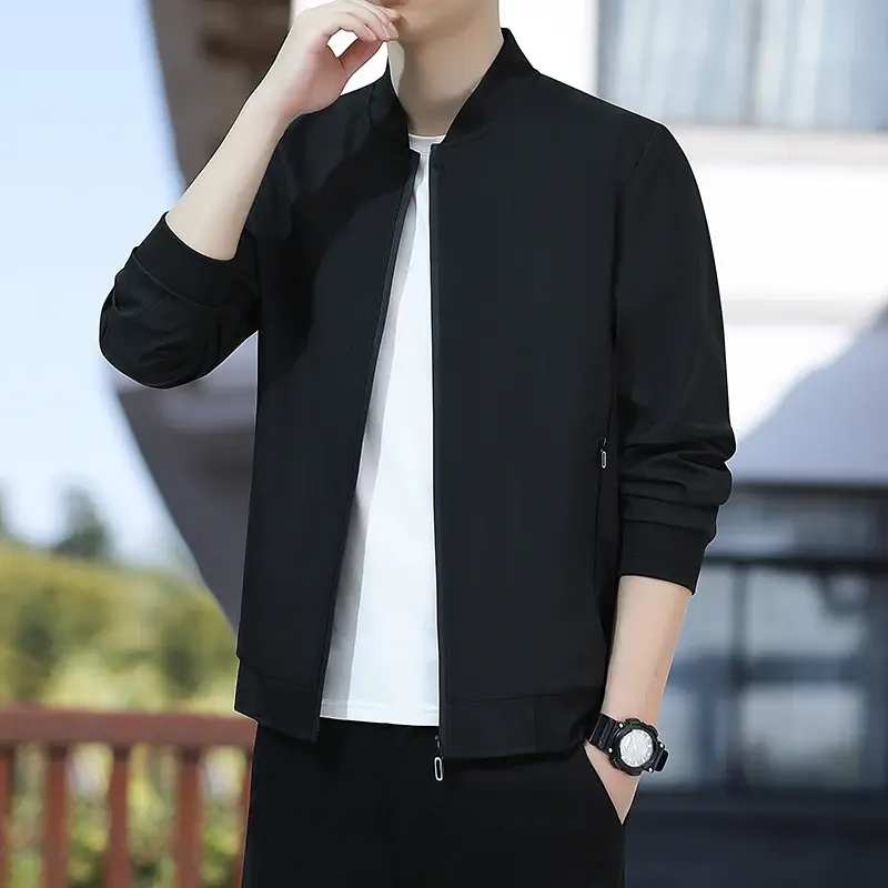 Jacket Mid-aged Men's Lapel Jacket with Zipper Pockets for Formal Business or Casual Wear in Spring Fall New Arrived Coat Men