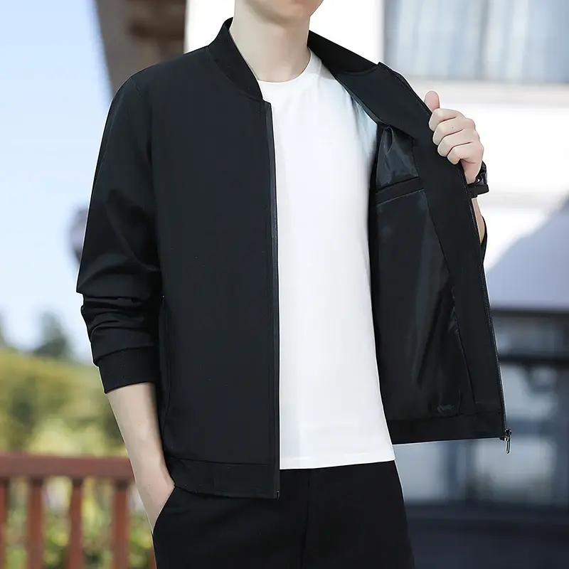 Jacket Mid-aged Men's Lapel Jacket with Zipper Pockets for Formal Business or Casual Wear in Spring Fall New Arrived Coat Men