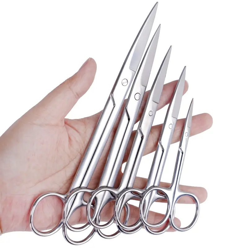 10cm-18cm Animal Veterinary Vet Stainless Steel Surgical Scissor Straight Curved Tip Farming Tools Suplies Pig Cow Sheep