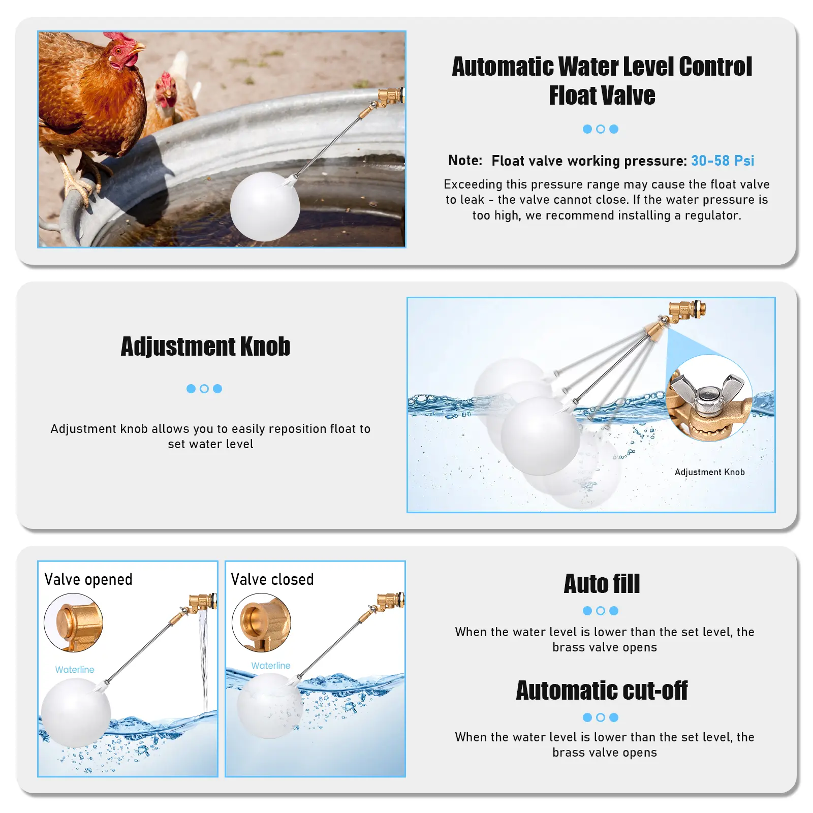 Water Tank Accessories 1/2" Ball Valve Floating Brass And ABS Easy To Use For Water Tanks/water Towers Water Inlet Valve Switch