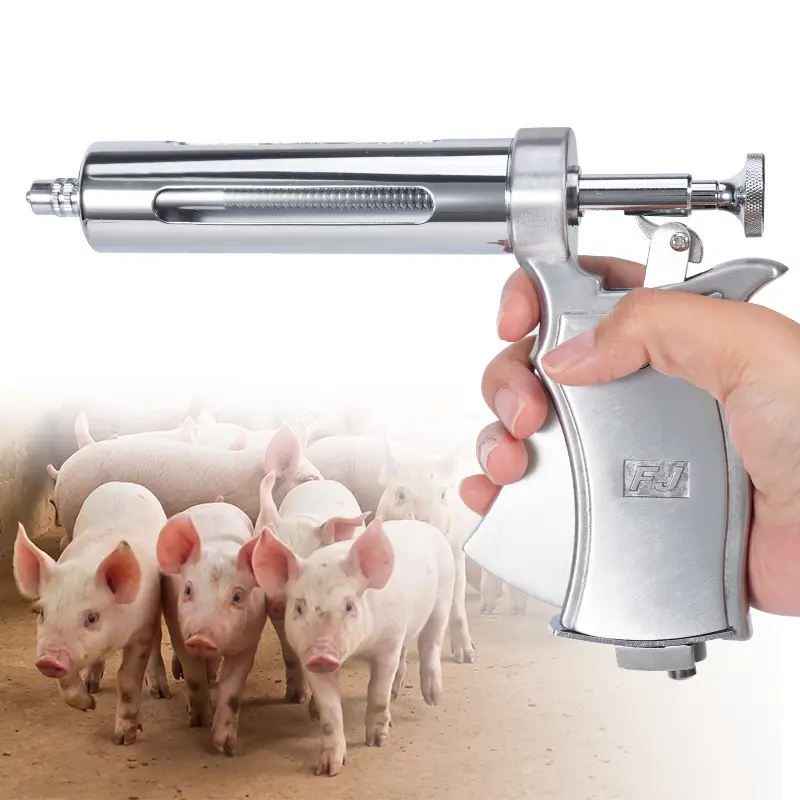 50ml Livestock Animals Semi-automatic Adjustable Continuous Syringe With 10Pcs Needles Vaccine Injection Sheep Cattle Pig