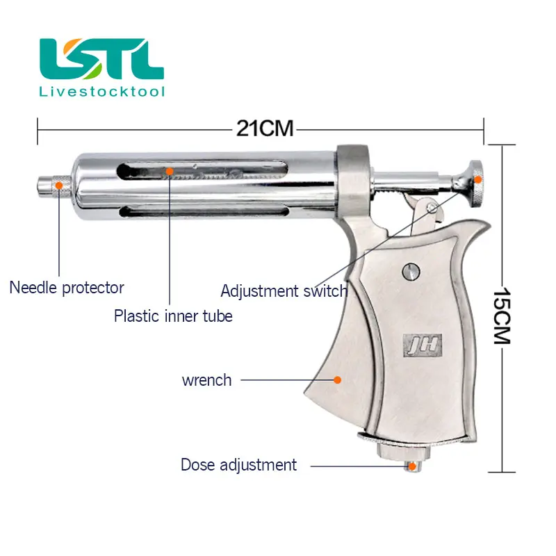 50ML Livestock Veterinary Syringe Metal Animals Automatic Metal Injection Injector Horse Sheep Cattle Pig Farm