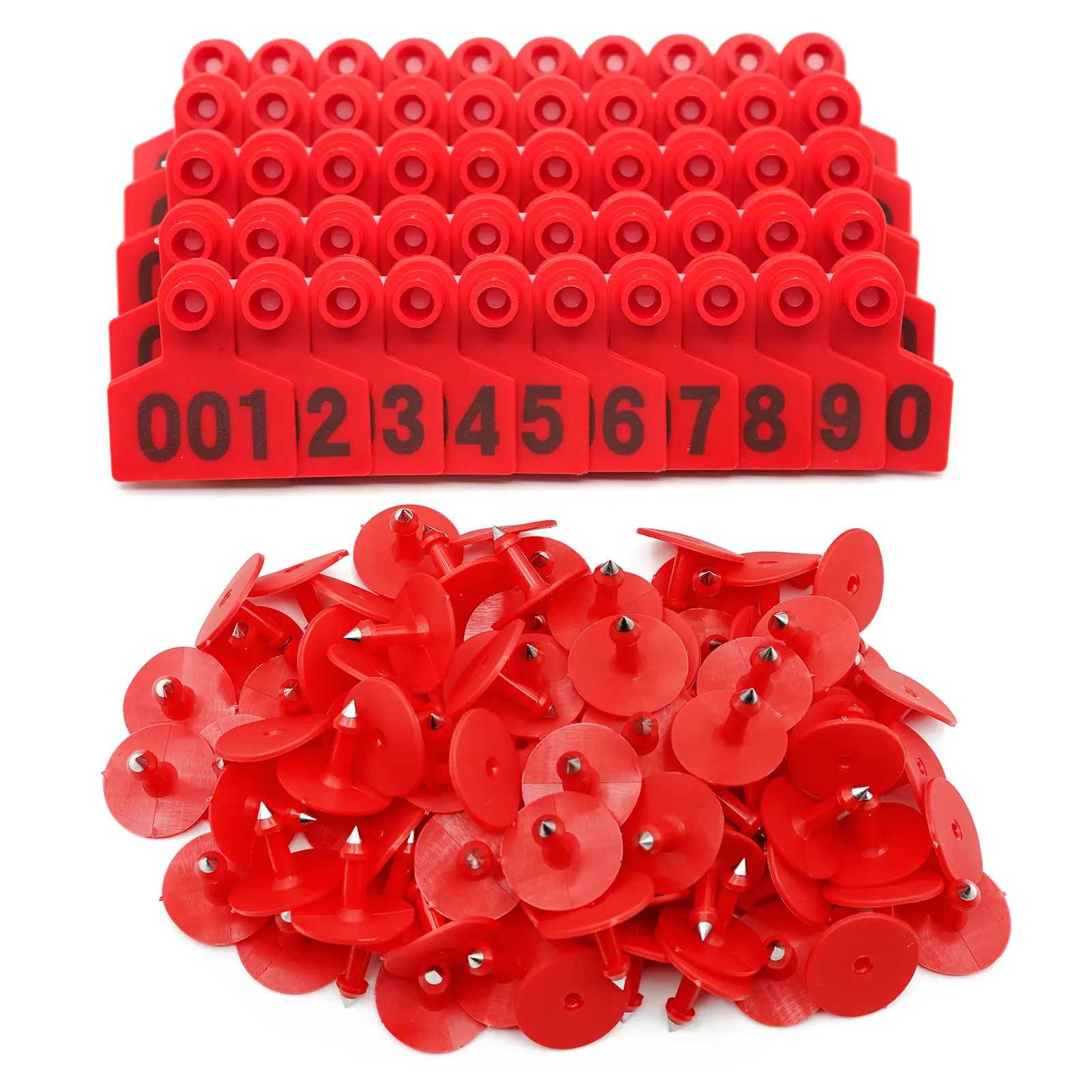 100 Pcs Animal Cow Pig Ear Tag Cards With Number 001-100 Cattle Ear Card Multiple Colors Available 40x50mm Pig Ear Number