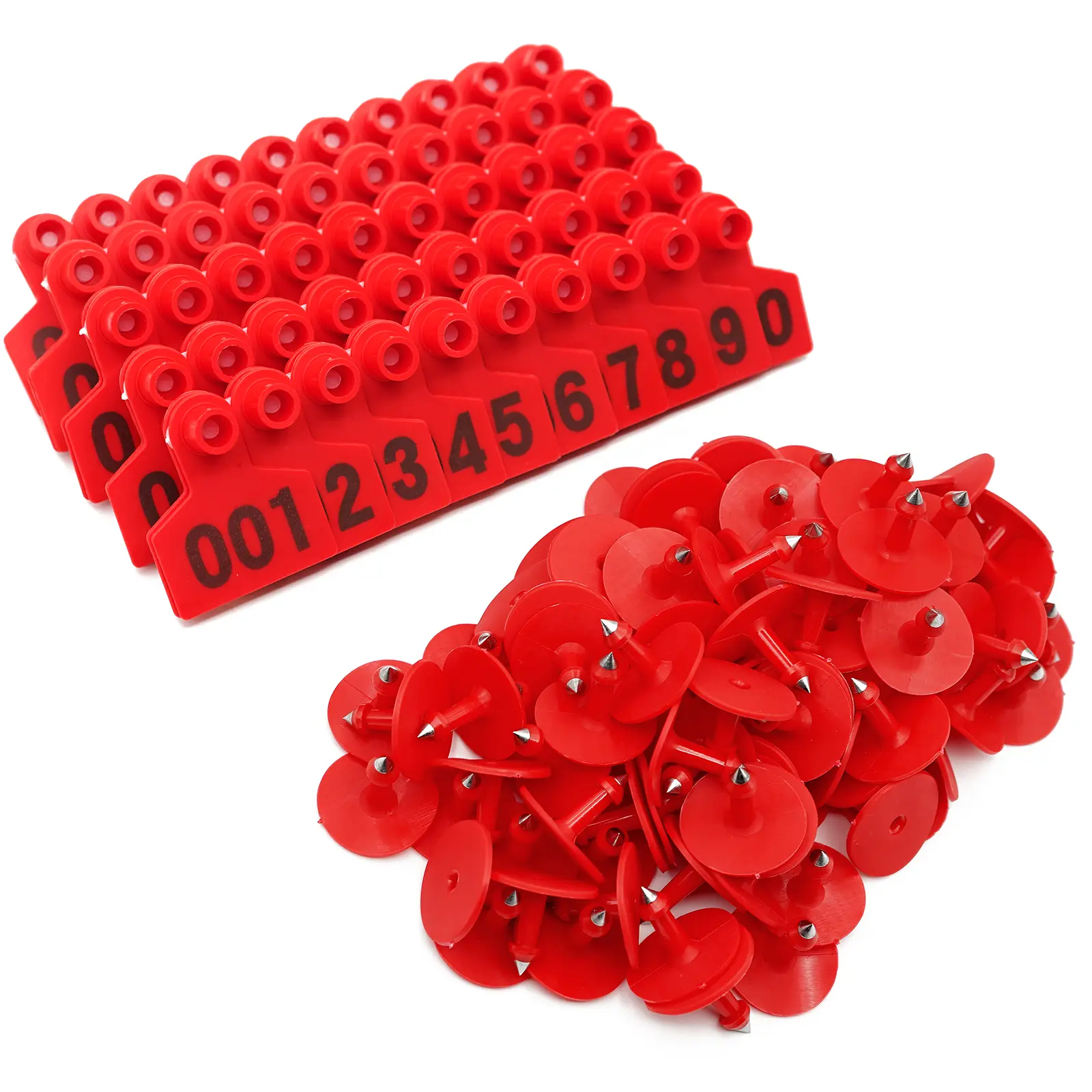 100 Pcs Animal Cow Pig Ear Tag Cards With Number 001-100 Cattle Ear Card Multiple Colors Available 40x50mm Pig Ear Number