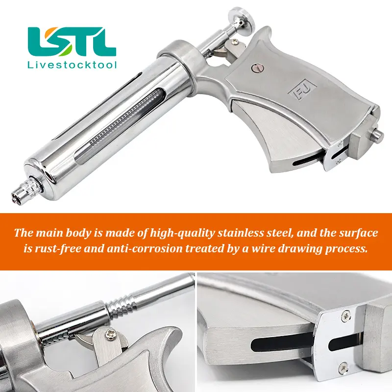 50ml Livestock Semi-Automatic Continuous Syringe Veterinary Equipment for Horse Sheep Cattle Pig Adjustable Vaccine Injector