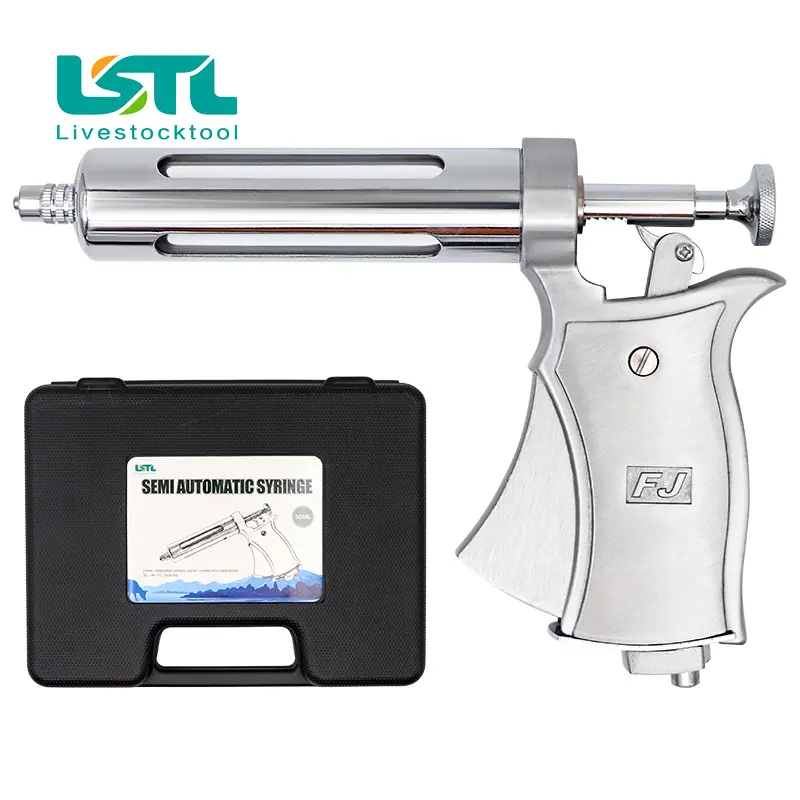 50ml Livestock Semi-Automatic Continuous Syringe Veterinary Equipment for Horse Sheep Cattle Pig Adjustable Vaccine Injector