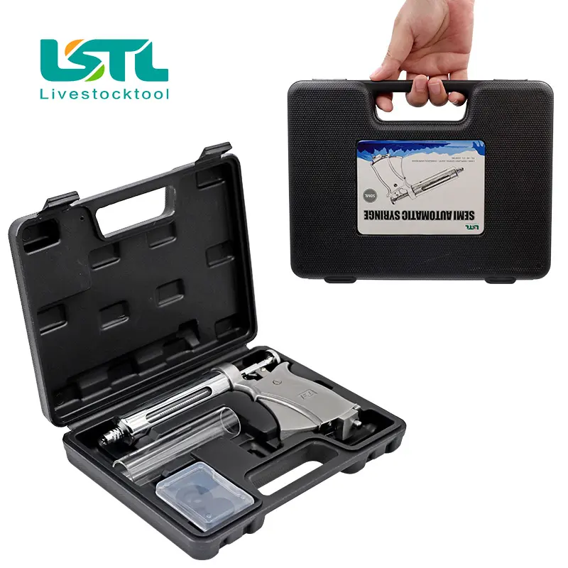 50ml Livestock Semi-Automatic Continuous Syringe Veterinary Equipment for Horse Sheep Cattle Pig Adjustable Vaccine Injector