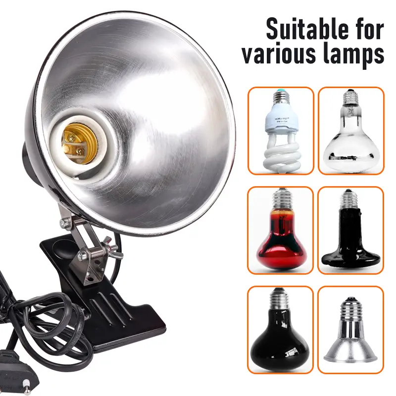 Reptile Heat Lamp Holder Clamp Adjustable Habitat Lighting Fixture for Tortoise Turtles Lizard Heating Lamp Holder Without Lamp