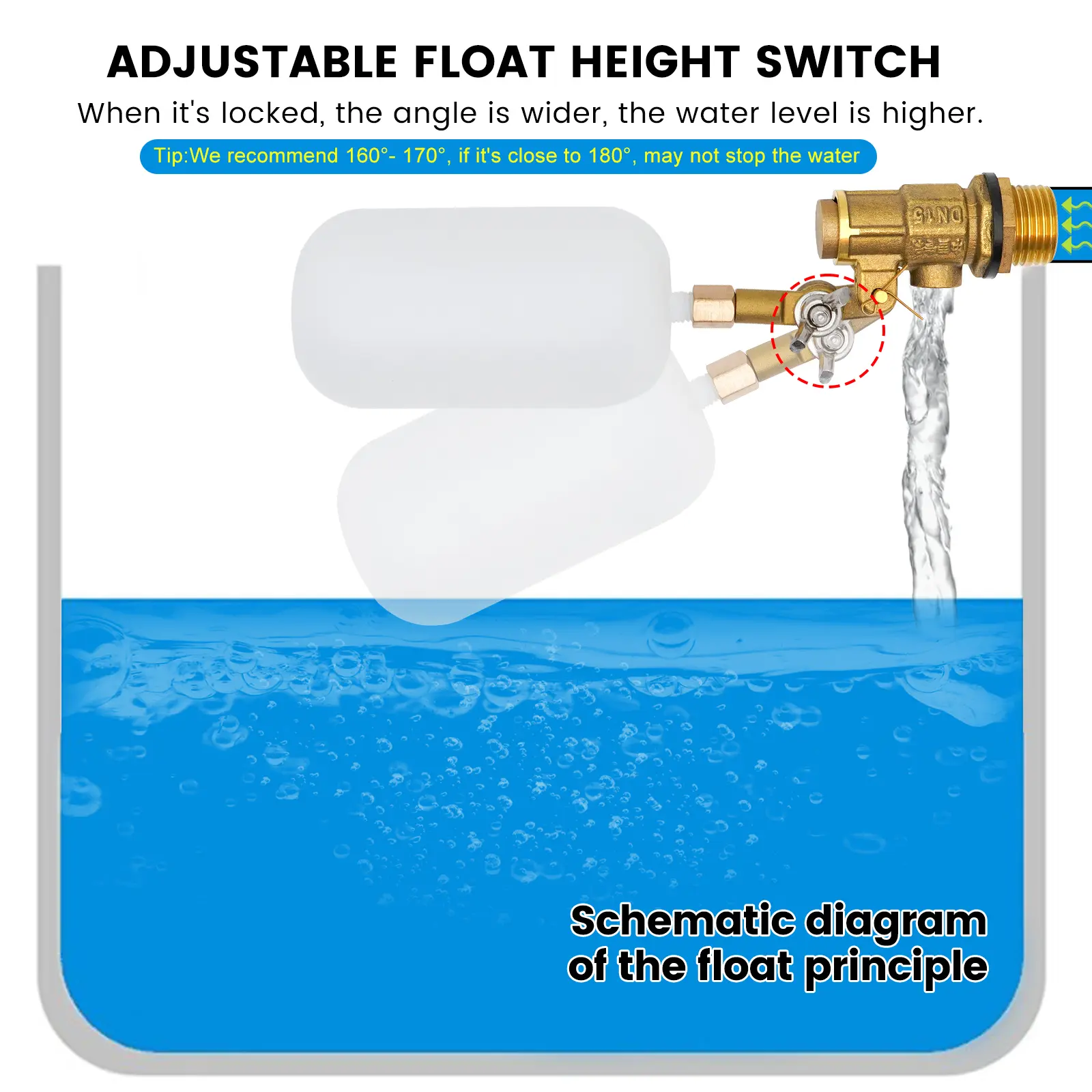 1/2 Inch Male Thread Water Level Copper Valve Tower Float Ball Valve Tank Valve Water Tank Water Level Valve Accessories 1/2Pcs