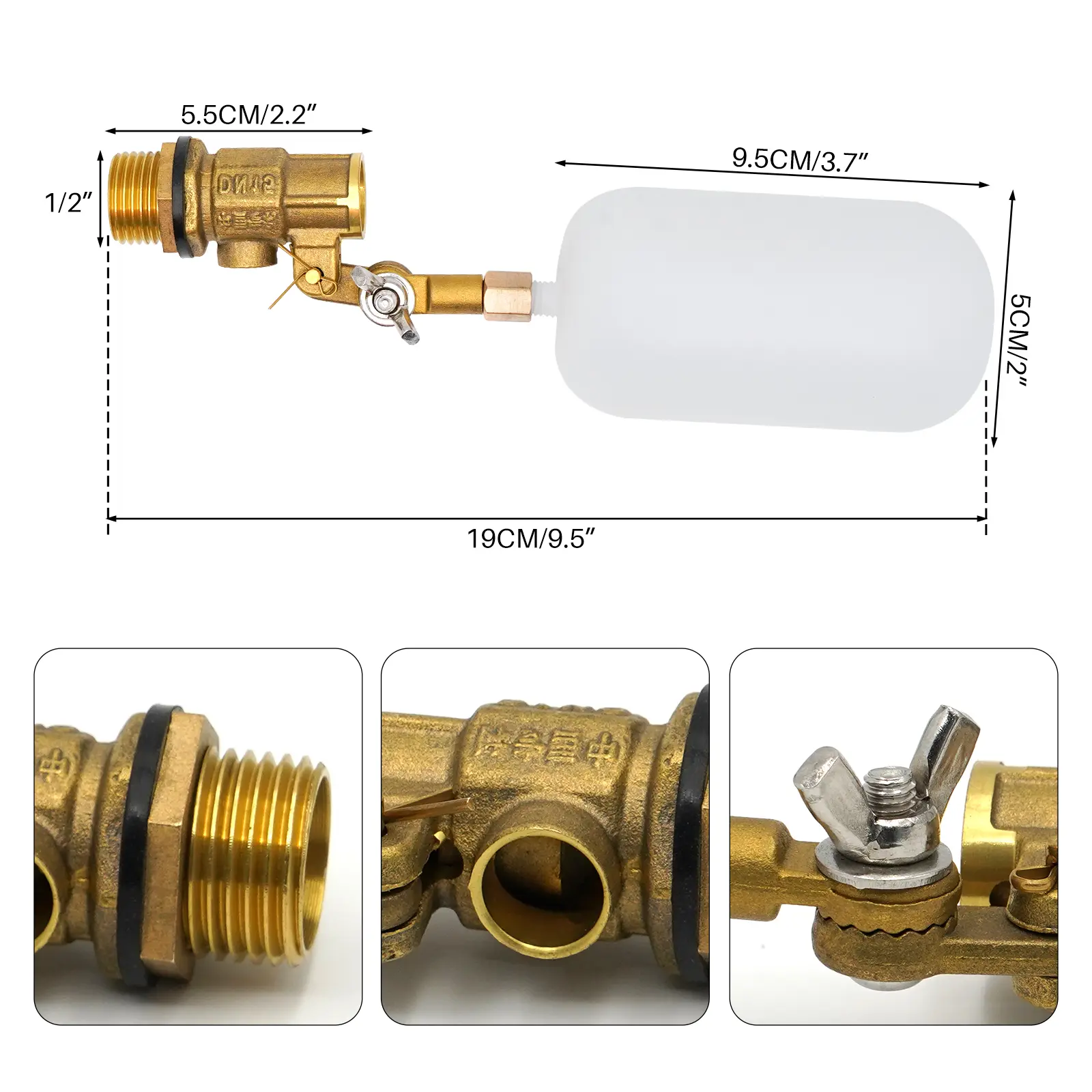 1/2 Inch Male Thread Water Level Copper Valve Tower Float Ball Valve Tank Valve Water Tank Water Level Valve Accessories 1/2Pcs
