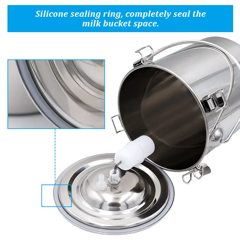 5L Stainless Steel Cow Milk Bucket Farm Cows Goats Vacuum Pump Bucket Pasture Cow Sheep Electric Milking Machine Accessories