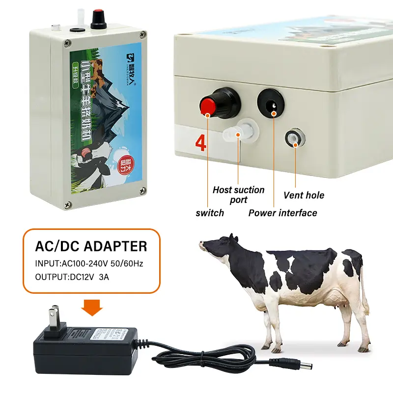 3L Electric Cow Goat Milking Machine Automatic Vacuum Pump Milker Double Head Milking Machines with Plastic Bottle