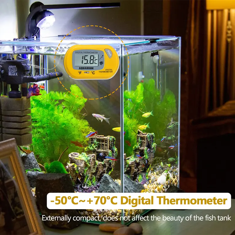 Digital Lcd Aquarium Thermometer Waterproof Fish Tank Sensor with Probe Temperature Sensor Measuring Tool with Suction Cup