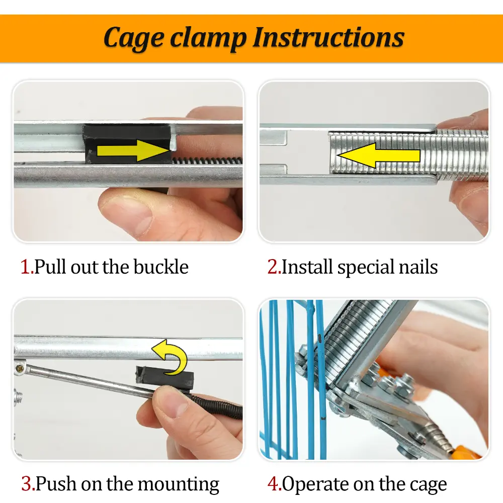 Cage Fastening Clamp Installation Poultry Cage Plier Cage Nails Chichen Rabbit Fox Bird Dog Cage Clamp Installation Kit