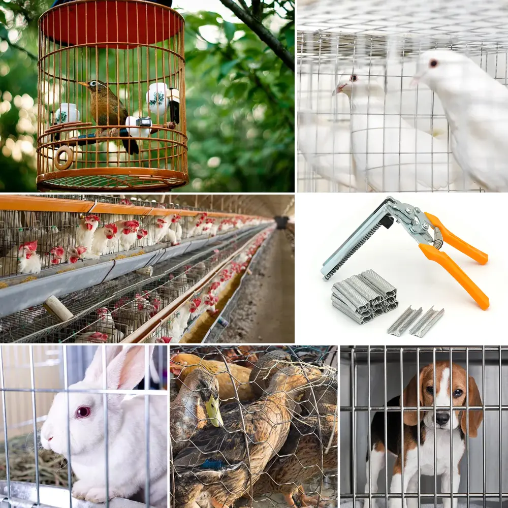 Cage Fastening Clamp Installation Poultry Cage Plier Cage Nails Chichen Rabbit Fox Bird Dog Cage Clamp Installation Kit