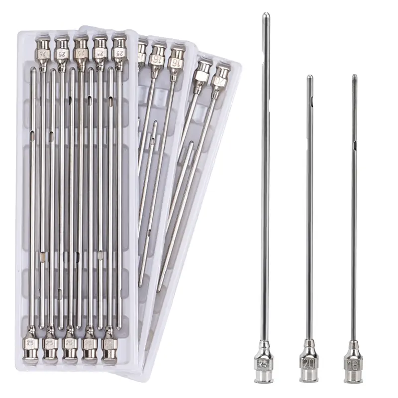 10Pcs Cow Teat Milk Passing Needle Mastitis Injection Udder Infusion Ruminal Puncture Stainless Steel Trocar Cannula Treatment